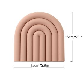 1pc Rainbow Silicone Heat Insulation Pad; Eco Friendly Soft Table Mat; Heat Resistant Silicone Trivets For Pots And Pans; Square Silicone Hot Pad (Color: Pink)