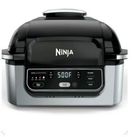 Ninja Foodi 4-in-1 Indoor Grill with 4-Qt Air Fryer, Roast, Bake, & Cyclonic Grilling Technology, Black/Stainless (musk5312000BO: Ninja Foodi 4-in-1 Indoor Grill)