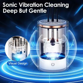 3 In 1 Makeup Brush Blender Cleaner Automatic Makeup Brush Cleaner Machine USB Powered Brush Drying Storage Suitable For All Types of Brushes (Type: Brush Cleaner)